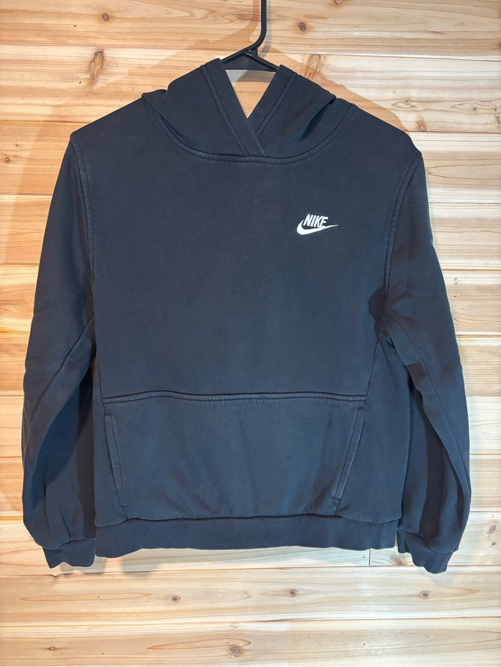 Nike Youth Black Hoodie Sweatshirt with White Logo